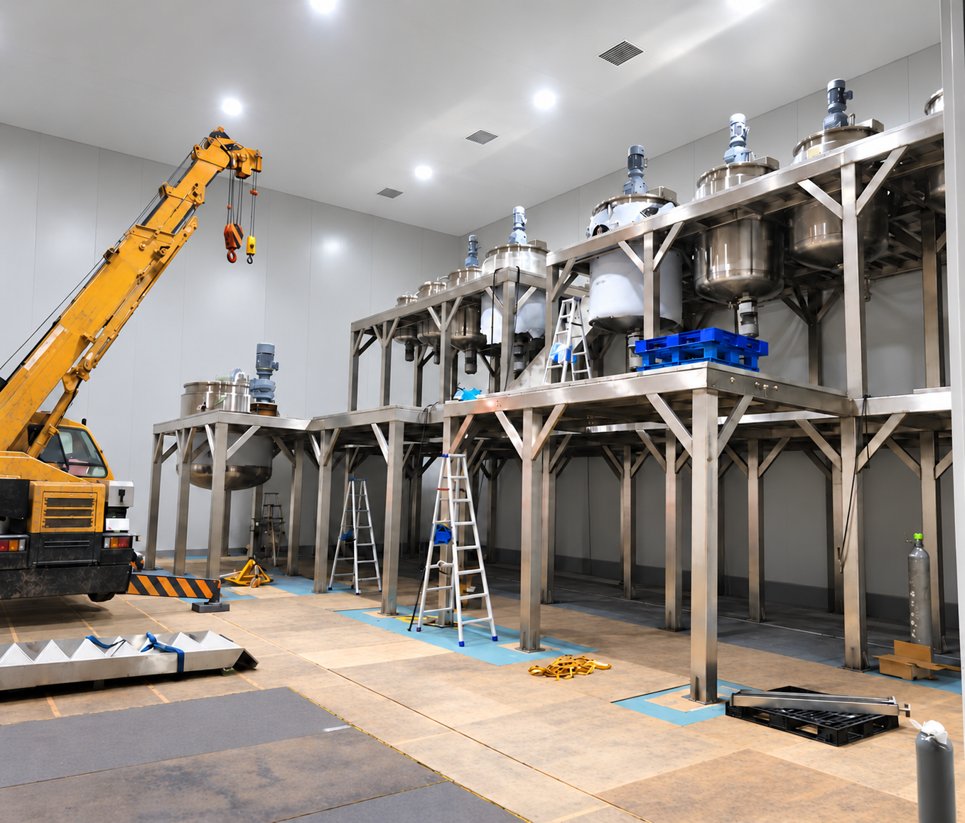 Vessels and access structures during equipment installation